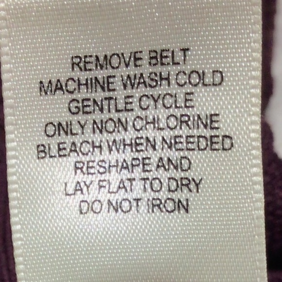 Purple dress below the knee with gold button detail on shoulder and up the leg. - Picture 6 of 6